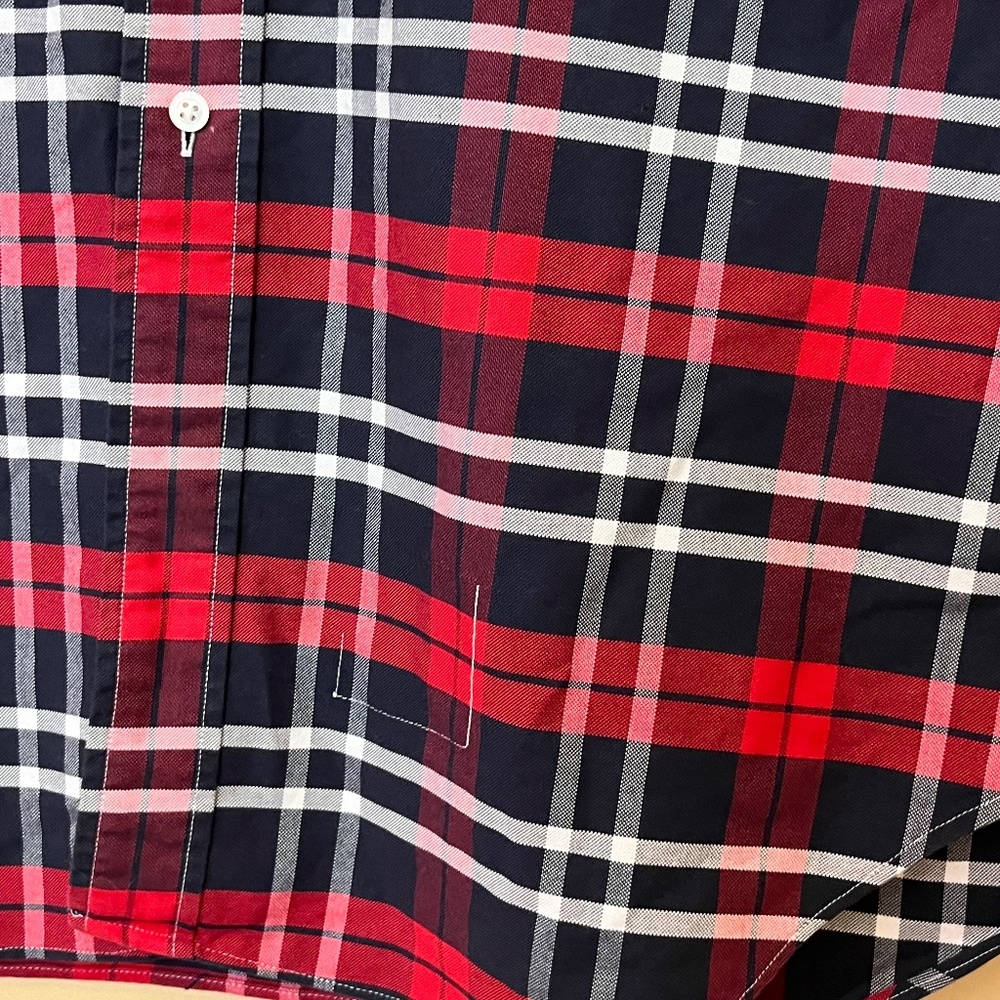 Thom Browne Plaid Button Down Shirt - Men's Size 4 / XL - Red Blue - Picture 5 of 11